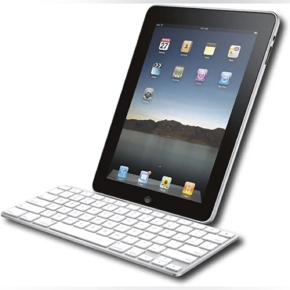 Apple iPad Keyboard Dock Wireless Tablet Stand White Desk Charging Station Tech